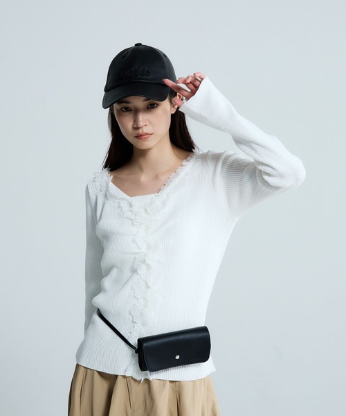 JEANASIS（ジーナシス）の「12Gレーストリムリブカーディガン/663959（カーディガン/ボレロ・レディース・ホワイト/グレー系その他/ブラック・FREE）」の15枚目の写真