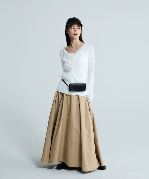 JEANASIS（ジーナシス）の「12Gレーストリムリブカーディガン/663959（カーディガン/ボレロ・レディース・ホワイト/グレー系その他/ブラック・FREE）」の13枚目の写真