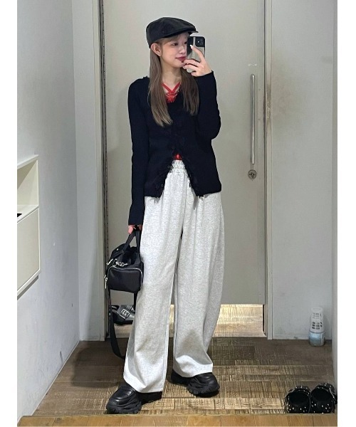 JEANASIS（ジーナシス）の「12Gレーストリムリブカーディガン/663959（カーディガン/ボレロ・レディース・ホワイト/グレー系その他/ブラック・FREE）」の21枚目の写真