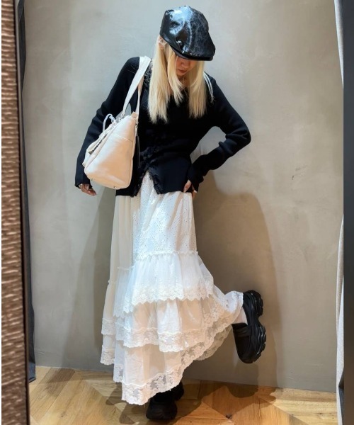 JEANASIS（ジーナシス）の「12Gレーストリムリブカーディガン/663959（カーディガン/ボレロ・レディース・ホワイト/グレー系その他/ブラック・FREE）」の22枚目の写真