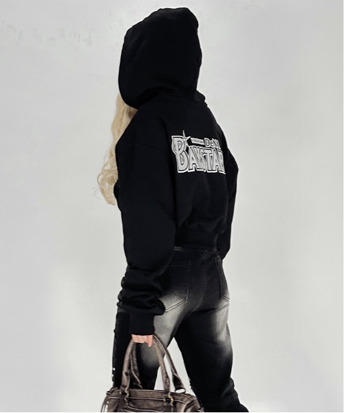 BAYSTARS CROPPED HOODIE — укороченное худи Yokohama DeNA BayStars, фордовский парка, черный/серый, официальный мерч Yokohama DeNA BAYSTARS