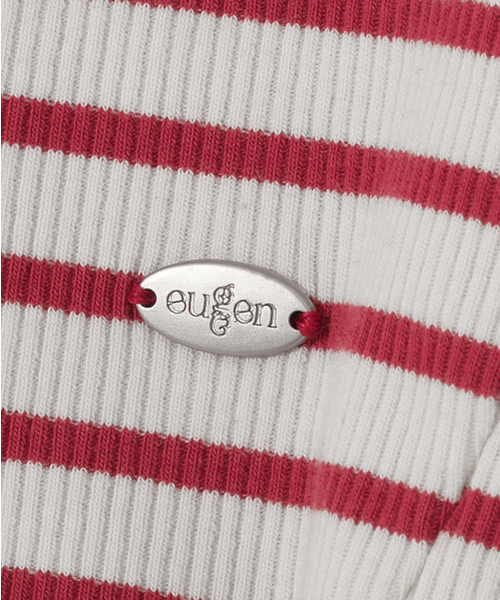 EUGGEN(ユジェン)の「ヘンリーネックシャーリングロングスリーブTシャツ_ストライプクリーム&レッド(Tシャツ/カットソー・レディース・その他・SMALL/MEDIUM)」の5枚目の写真