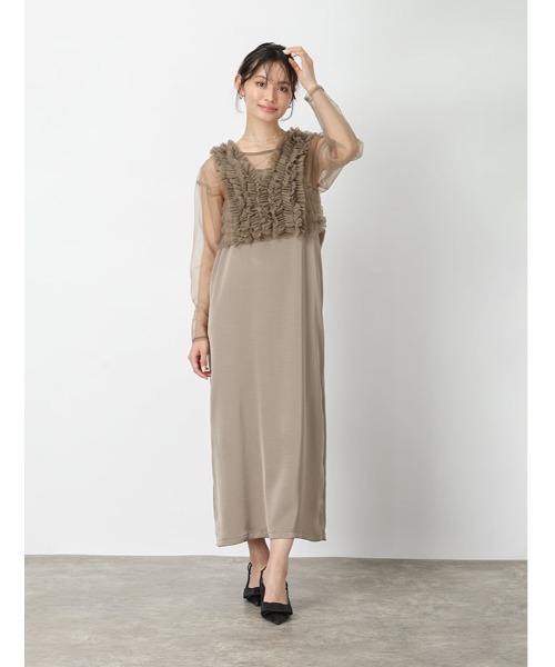 セール】【3点SET】シアートップス×キャミワンピース×チュールビスチェ