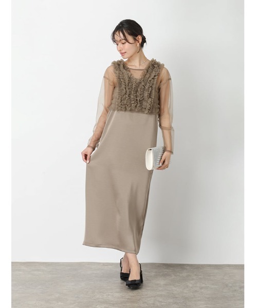 fifth(フィフス)の「【3点SET】シアートップス×キャミワンピース×チュールビスチェ(ドレス・レディース・ベージュ/ブラック・M)」の11枚目の写真
