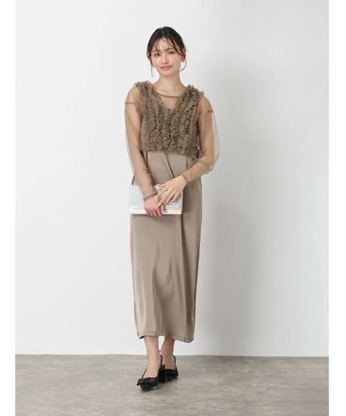 fifth(フィフス)の「【3点SET】シアートップス×キャミワンピース×チュールビスチェ(ドレス・レディース・ベージュ/ブラック・M)」の12枚目の写真