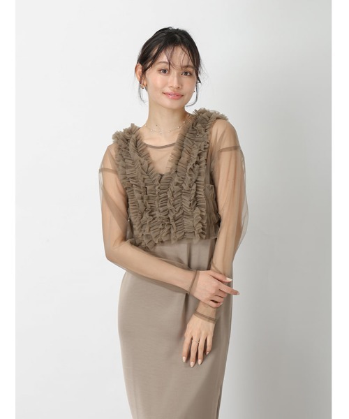 fifth(フィフス)の「【3点SET】シアートップス×キャミワンピース×チュールビスチェ(ドレス・レディース・ベージュ/ブラック・M)」の13枚目の写真