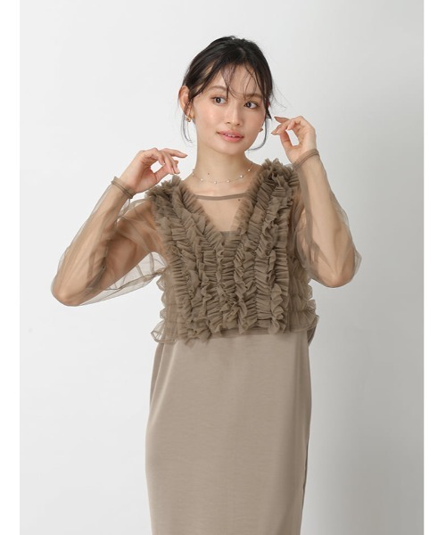 fifth(フィフス)の「【3点SET】シアートップス×キャミワンピース×チュールビスチェ(ドレス・レディース・ベージュ/ブラック・M)」の14枚目の写真