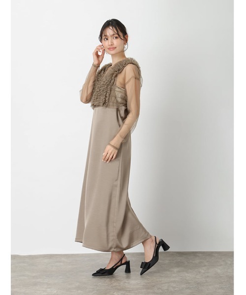 fifth(フィフス)の「【3点SET】シアートップス×キャミワンピース×チュールビスチェ(ドレス・レディース・ベージュ/ブラック・M)」の15枚目の写真