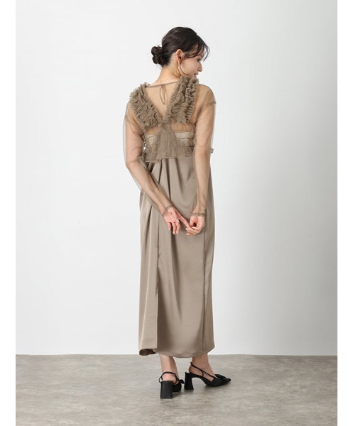 fifth(フィフス)の「【3点SET】シアートップス×キャミワンピース×チュールビスチェ(ドレス・レディース・ベージュ/ブラック・M)」の16枚目の写真