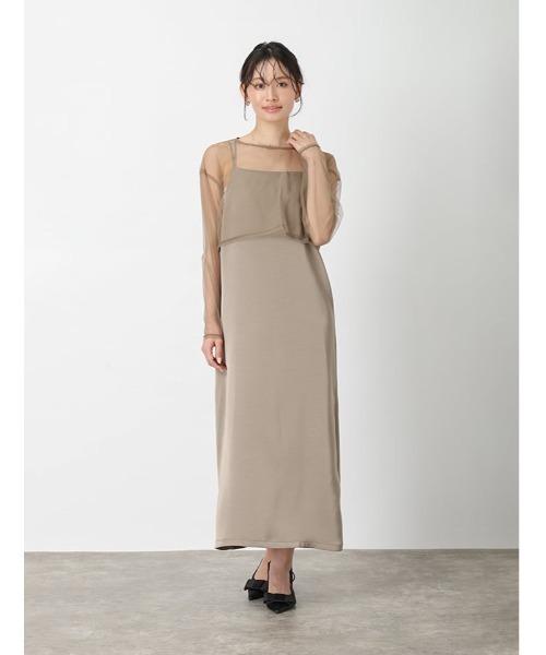 fifth(フィフス)の「【3点SET】シアートップス×キャミワンピース×チュールビスチェ(ドレス・レディース・ベージュ/ブラック・M)」の17枚目の写真