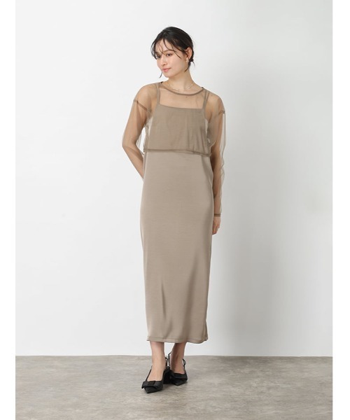 fifth(フィフス)の「【3点SET】シアートップス×キャミワンピース×チュールビスチェ(ドレス・レディース・ベージュ/ブラック・M)」の18枚目の写真