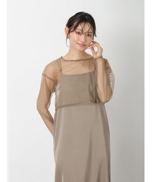 fifth(フィフス)の「【3点SET】シアートップス×キャミワンピース×チュールビスチェ(ドレス・レディース・ベージュ/ブラック・M)」の20枚目の写真