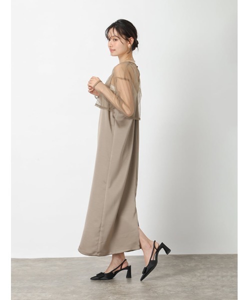 fifth(フィフス)の「【3点SET】シアートップス×キャミワンピース×チュールビスチェ(ドレス・レディース・ベージュ/ブラック・M)」の21枚目の写真