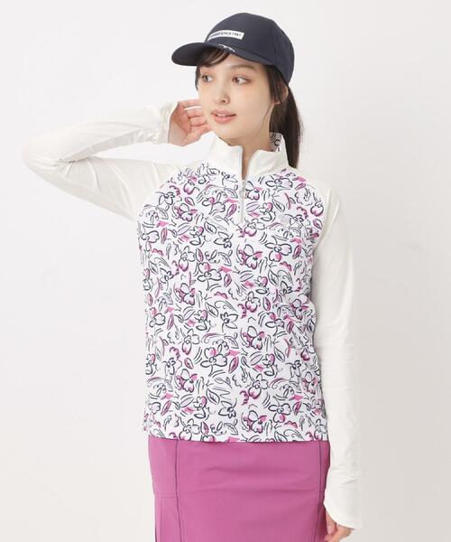 adabat(アダバット)の「UVカット ラインフラワープリントハーフジッププルオーバー(Tシャツ/カットソー・レディース・ブラック系/ホワイト系1/ライトイエロー系1・42/40/38)」の4枚目の写真