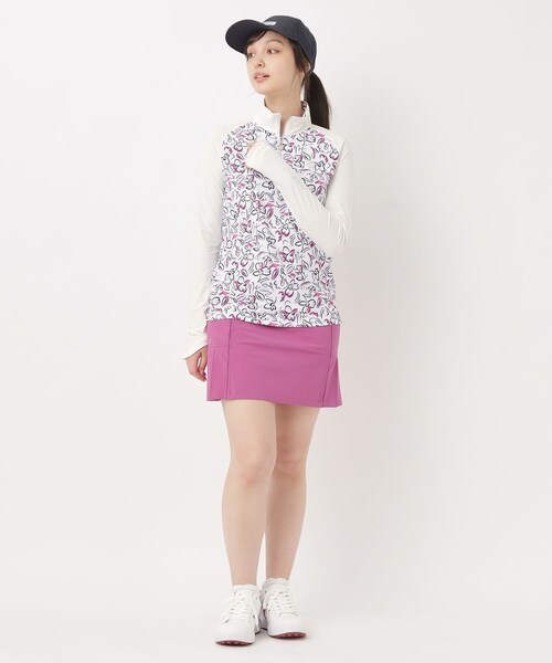 adabat(アダバット)の「UVカット ラインフラワープリントハーフジッププルオーバー(Tシャツ/カットソー・レディース・ブラック系/ホワイト系1/ライトイエロー系1・42/40/38)」の6枚目の写真