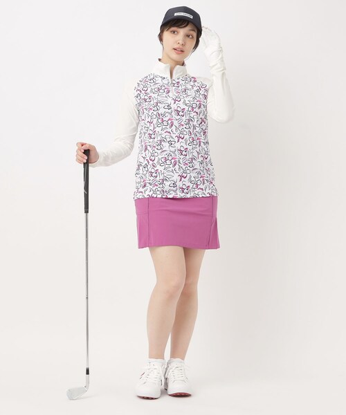 adabat(アダバット)の「UVカット ラインフラワープリントハーフジッププルオーバー(Tシャツ/カットソー・レディース・ブラック系/ホワイト系1/ライトイエロー系1・42/40/38)」の7枚目の写真