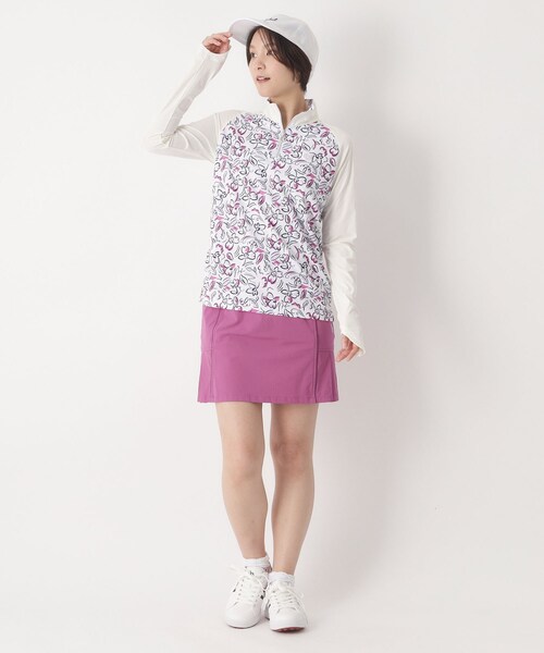 adabat(アダバット)の「UVカット ラインフラワープリントハーフジッププルオーバー(Tシャツ/カットソー・レディース・ブラック系/ホワイト系1/ライトイエロー系1・42/40/38)」の9枚目の写真