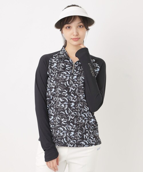 adabat(アダバット)の「UVカット ラインフラワープリントハーフジッププルオーバー(Tシャツ/カットソー・レディース・ブラック系/ホワイト系1/ライトイエロー系1・42/40/38)」の12枚目の写真