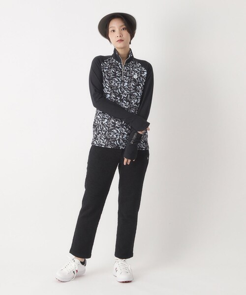 adabat(アダバット)の「UVカット ラインフラワープリントハーフジッププルオーバー(Tシャツ/カットソー・レディース・ブラック系/ホワイト系1/ライトイエロー系1・42/40/38)」の16枚目の写真