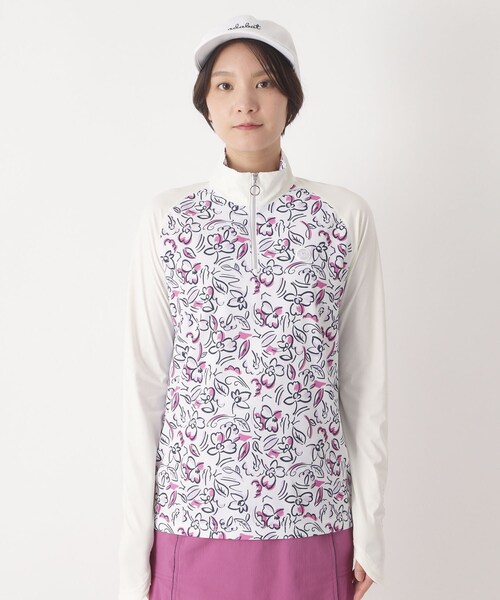 adabat(アダバット)の「UVカット ラインフラワープリントハーフジッププルオーバー(Tシャツ/カットソー・レディース・ブラック系/ホワイト系1/ライトイエロー系1・42/40/38)」の19枚目の写真