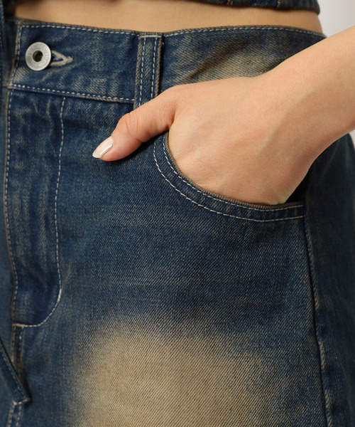 SPIRALGIRL（スパイラルガール）の「レースドッキングロングデニムスカート（デニムスカート・レディース・ブラック系その他/ネイビー・FREE）」の14枚目の写真