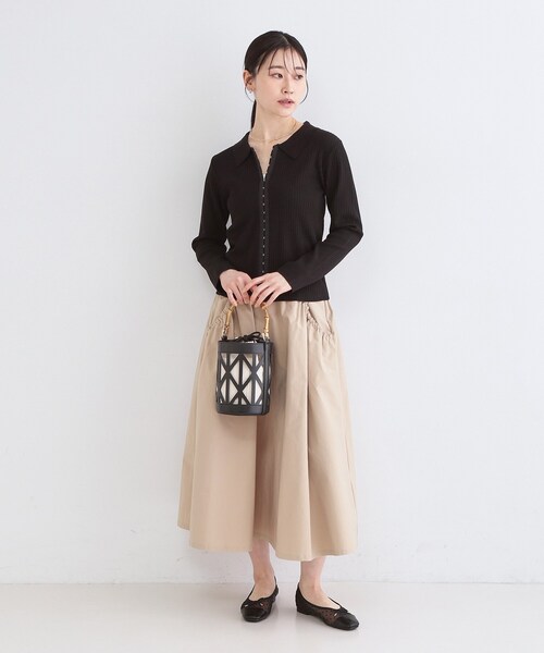 OPAQUE.CLIP(オペークドットクリップ)の「ポロ衿ホック使いリブニットカーディガン【洗濯機OK】(カーディガン/ボレロ・レディース・オフホワイト/ブルー/ブラック・00)」の9枚目の写真