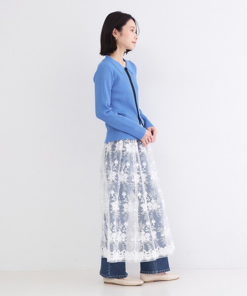 OPAQUE.CLIP(オペークドットクリップ)の「ポロ衿ホック使いリブニットカーディガン【洗濯機OK】(カーディガン/ボレロ・レディース・オフホワイト/ブルー/ブラック・00)」の14枚目の写真