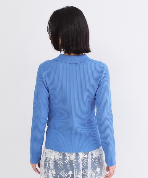 OPAQUE.CLIP(オペークドットクリップ)の「ポロ衿ホック使いリブニットカーディガン【洗濯機OK】(カーディガン/ボレロ・レディース・オフホワイト/ブルー/ブラック・00)」の18枚目の写真