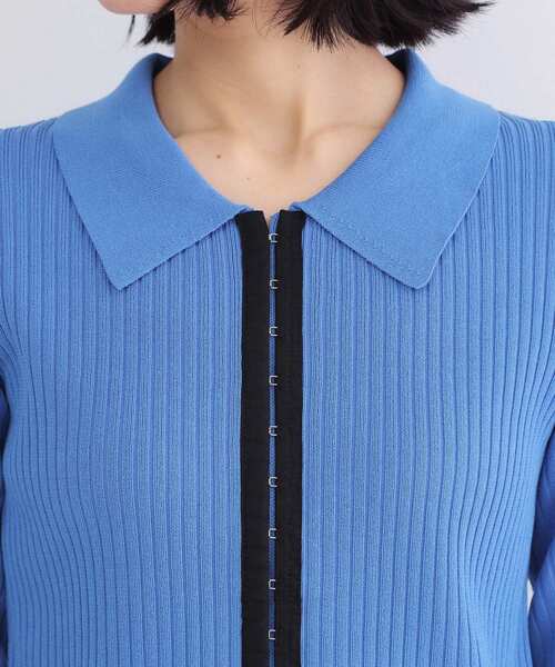 OPAQUE.CLIP(オペークドットクリップ)の「ポロ衿ホック使いリブニットカーディガン【洗濯機OK】(カーディガン/ボレロ・レディース・オフホワイト/ブルー/ブラック・00)」の19枚目の写真