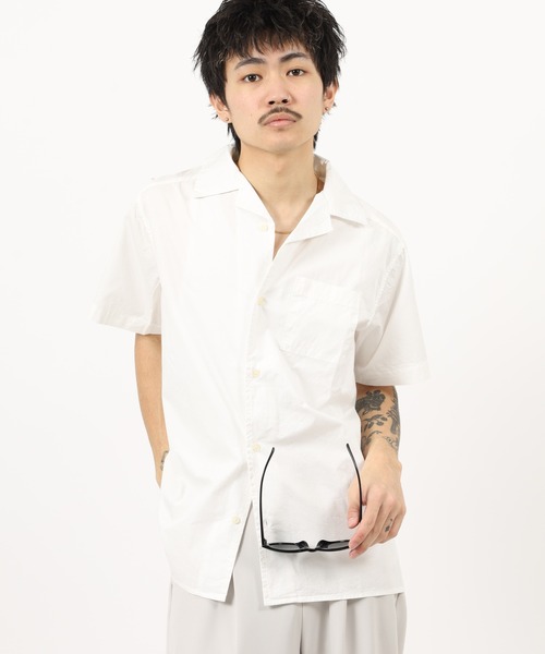 OMNES（オムネス）の「OMNES Another Edition 製品洗いタイプライターオープンカラー半袖シャツ（シャツ/ブラウス・メンズ・ベージュ/ホワイト・M/L）」の5枚目の写真