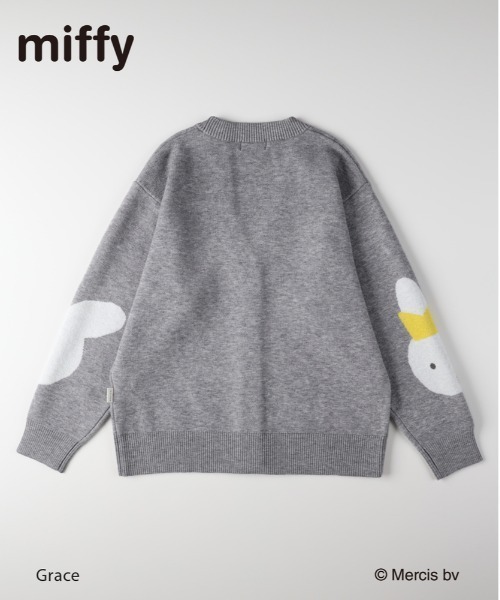 Right-on(ライトオン)の「【miffy】ミッフィー フェイス柄 ニットカーディガン (ジャガード編み / カラフルボタン / ゆったりシルエット)(カーディガン/ボレロ・レディース・ライトベージュ/グレー・L/M)」の4枚目の写真
