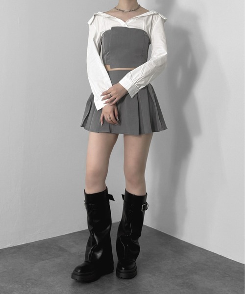 jiasecond.(ジアセカンド)の「【jiasecond.】シャツレイヤードセットアップ / トップス シャツ スカート レイヤード風 プリーツ セットアップ ブラック グレー ZOZOTOWN限定(シャツ/ブラウス・レディース・ブラック/グレー・FREE)」の19枚目の写真