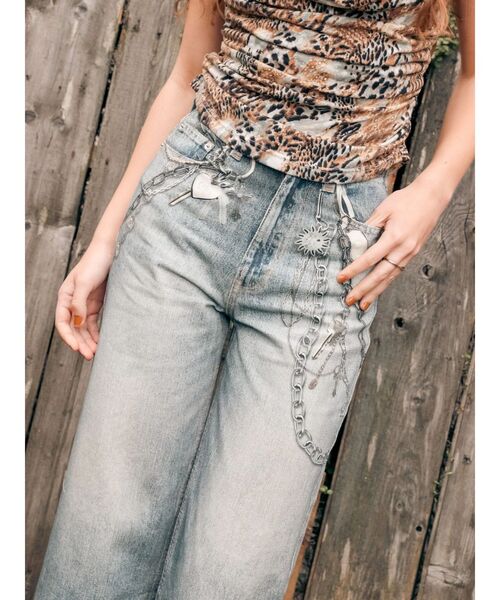 EVRIS(エヴリス)の「フェイクグラフィックワイドパンツ(デニムパンツ・レディース・インディゴブルー/ブラック/ライトブルー・SMALL/MEDIUM)」の8枚目の写真