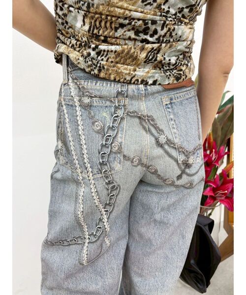 EVRIS(エヴリス)の「フェイクグラフィックワイドパンツ(デニムパンツ・レディース・インディゴブルー/ブラック/ライトブルー・SMALL/MEDIUM)」の14枚目の写真