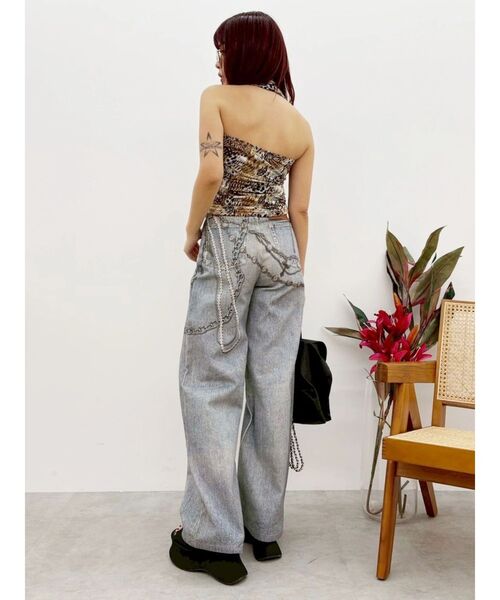 EVRIS(エヴリス)の「フェイクグラフィックワイドパンツ(デニムパンツ・レディース・インディゴブルー/ブラック/ライトブルー・SMALL/MEDIUM)」の18枚目の写真