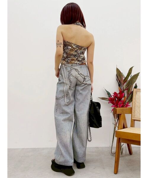 EVRIS(エヴリス)の「フェイクグラフィックワイドパンツ(デニムパンツ・レディース・インディゴブルー/ブラック/ライトブルー・SMALL/MEDIUM)」の19枚目の写真