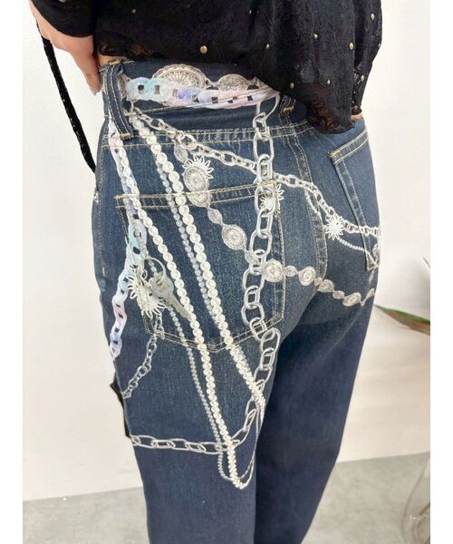 EVRIS(エヴリス)の「フェイクグラフィックワイドパンツ(デニムパンツ・レディース・インディゴブルー/ブラック/ライトブルー・SMALL/MEDIUM)」の20枚目の写真