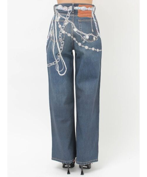 EVRIS(エヴリス)の「フェイクグラフィックワイドパンツ(デニムパンツ・レディース・インディゴブルー/ブラック/ライトブルー・SMALL/MEDIUM)」の6枚目の写真