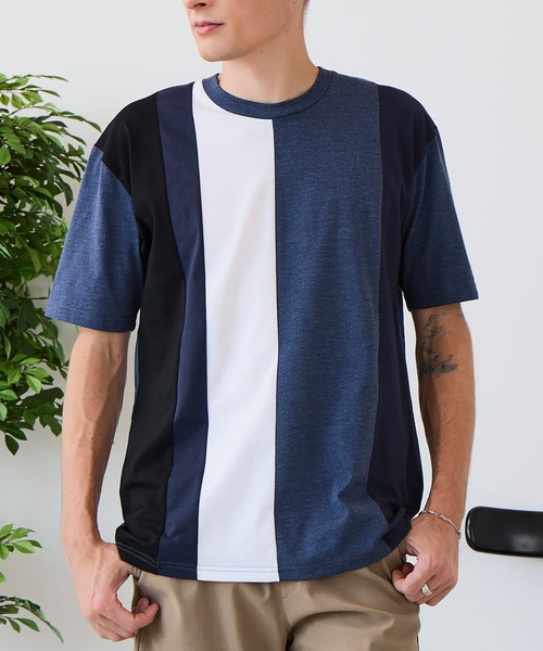 UNIIT(ユニット)の「【ZERO STAIN/ゼロステイン】汗染みの目立ちにくいTシャツ ZEROSTAIN 切り替えデザインTシャツ 防汚 UVカット 綿タッチ・厚手(Tシャツ/カットソー・メンズ・ホワイト系その他2/ブルー系その他3/ブラック系その他2/ブルー系その他/ホワイト系その他3/ホワイト系その他・X-LARGE/LARGE/MEDIUM)」の5枚目の写真
