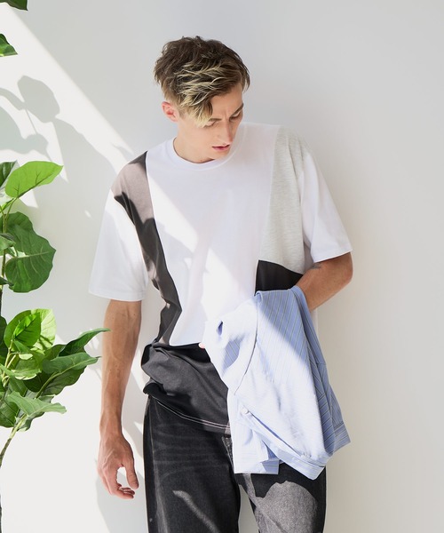 UNIIT(ユニット)の「【ZERO STAIN/ゼロステイン】汗染みの目立ちにくいTシャツ ZEROSTAIN 切り替えデザインTシャツ 防汚 UVカット 綿タッチ・厚手(Tシャツ/カットソー・メンズ・ホワイト系その他2/ブルー系その他3/ブラック系その他2/ブルー系その他/ホワイト系その他3/ホワイト系その他・X-LARGE/LARGE/MEDIUM)」の14枚目の写真