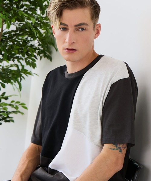 UNIIT(ユニット)の「【ZERO STAIN/ゼロステイン】汗染みの目立ちにくいTシャツ ZEROSTAIN 切り替えデザインTシャツ 防汚 UVカット 綿タッチ・厚手(Tシャツ/カットソー・メンズ・ホワイト系その他2/ブルー系その他3/ブラック系その他2/ブルー系その他/ホワイト系その他3/ホワイト系その他・X-LARGE/LARGE/MEDIUM)」の7枚目の写真