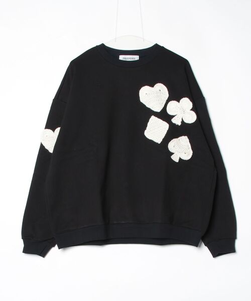 DISCOVERED（ディスカバード）の「PLAYCARD CROCHET MOTIF SWEAT（スウェット・メンズ・ブラック/グレー・SMALL/LARGE）」の12枚目の写真