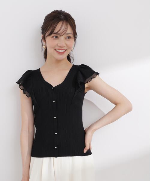 PROPORTION BODY DRESSING(プロポーションボディドレッシング)の「部分シアーラッフルニット / 1216170407(ニット/セーター・レディース・ホワイト系その他/ブラック/イエロー・MEDIUM/SMALL)」の6枚目の写真