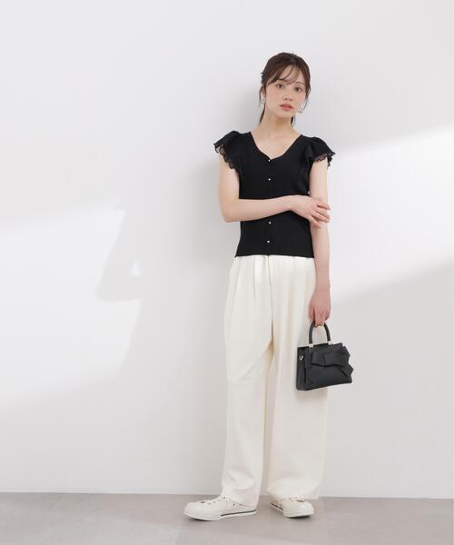 PROPORTION BODY DRESSING(プロポーションボディドレッシング)の「部分シアーラッフルニット / 1216170407(ニット/セーター・レディース・ホワイト系その他/ブラック/イエロー・MEDIUM/SMALL)」の5枚目の写真