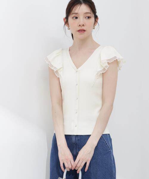 PROPORTION BODY DRESSING(プロポーションボディドレッシング)の「部分シアーラッフルニット / 1216170407(ニット/セーター・レディース・ホワイト系その他/ブラック/イエロー・MEDIUM/SMALL)」の12枚目の写真