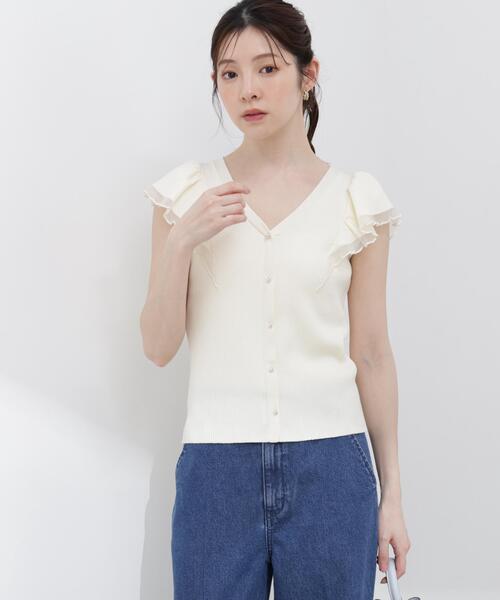 PROPORTION BODY DRESSING(プロポーションボディドレッシング)の「部分シアーラッフルニット / 1216170407(ニット/セーター・レディース・ホワイト系その他/ブラック/イエロー・MEDIUM/SMALL)」の5枚目の写真