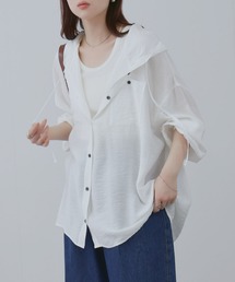 NAVY | NAVY ワッシャー シアー フード付きシャツ(シャツ/ブラウス)