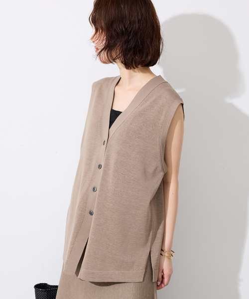 SLOBE IENA(スローブイエナ)の「《セットアップ対応可》コットンポリ ニットジレ(ベスト・レディース・ベージュ/チャコールグレー・FREE)」の18枚目の写真