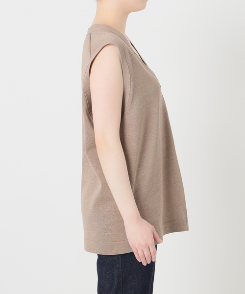 SLOBE IENA（スローブイエナ）の「《セットアップ対応可/》コットンポリ ニットジレ（ベスト・レディース・ベージュ/チャコールグレー・FREE）」の3枚目の写真
