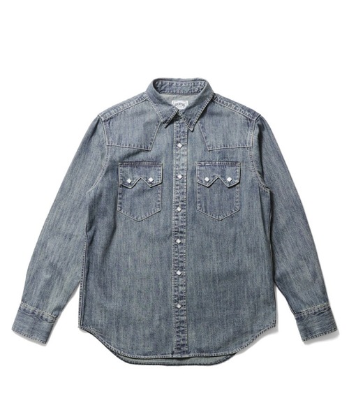 HOUSTON（ヒューストン）の「HOUSTON スラブデニムウエスタンシャツ（シャツ/ブラウス・メンズ・ブルー系その他/ブルー系その他3/ブルー系その他2・X-LARGE/MEDIUM/XX-LARGE）」の2枚目の写真